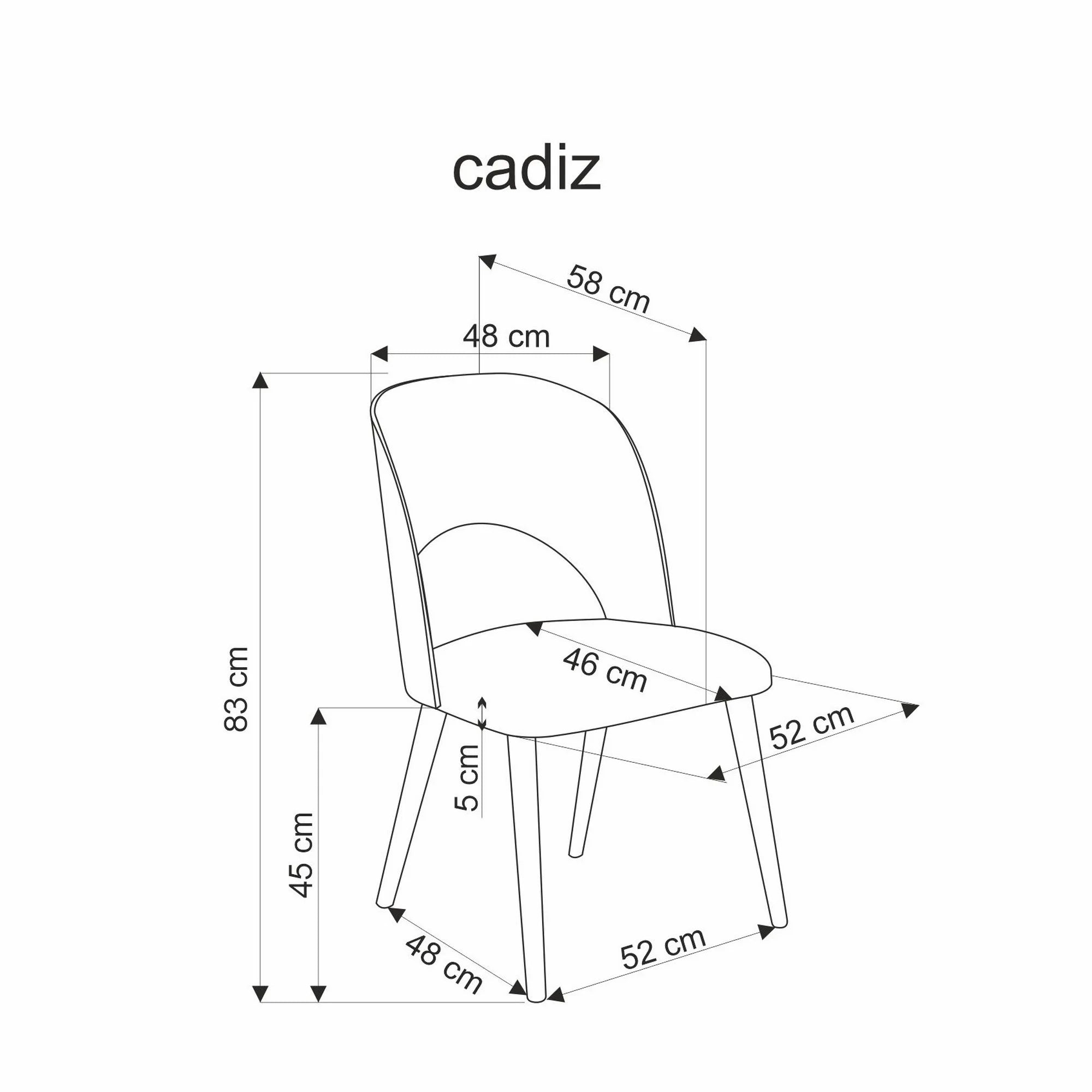 Scaun CADIZ, stejar/gri, stofa/placaj/lemn, 52x58x83 cm