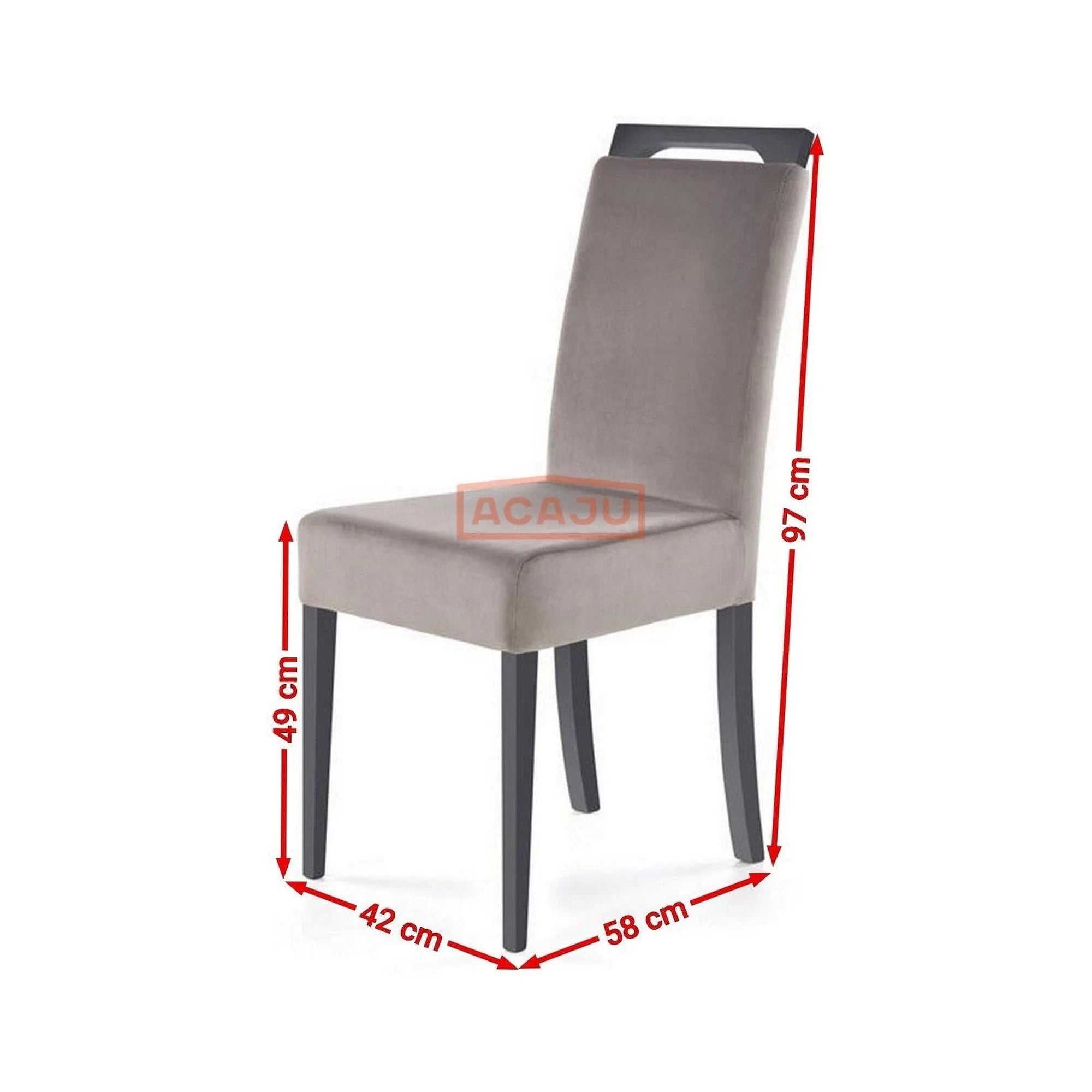 Scaun CLARION, gri/gri grafit, stofa catifelata/lemn de fag, 42x58x97 cm