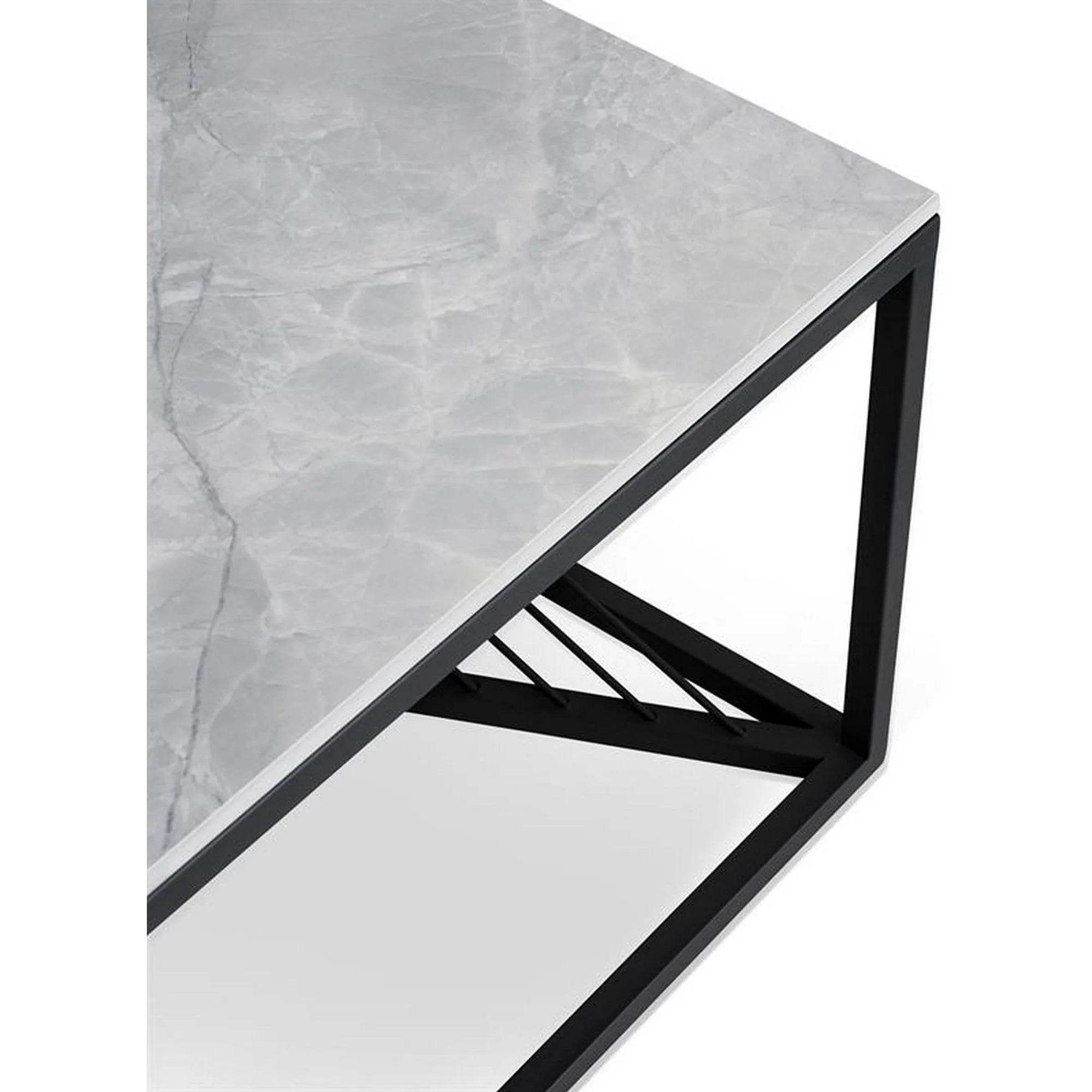 Masuta cafea INFINITY 2, gri cu efect de marmura/negru, otel, 160x60x45 cm