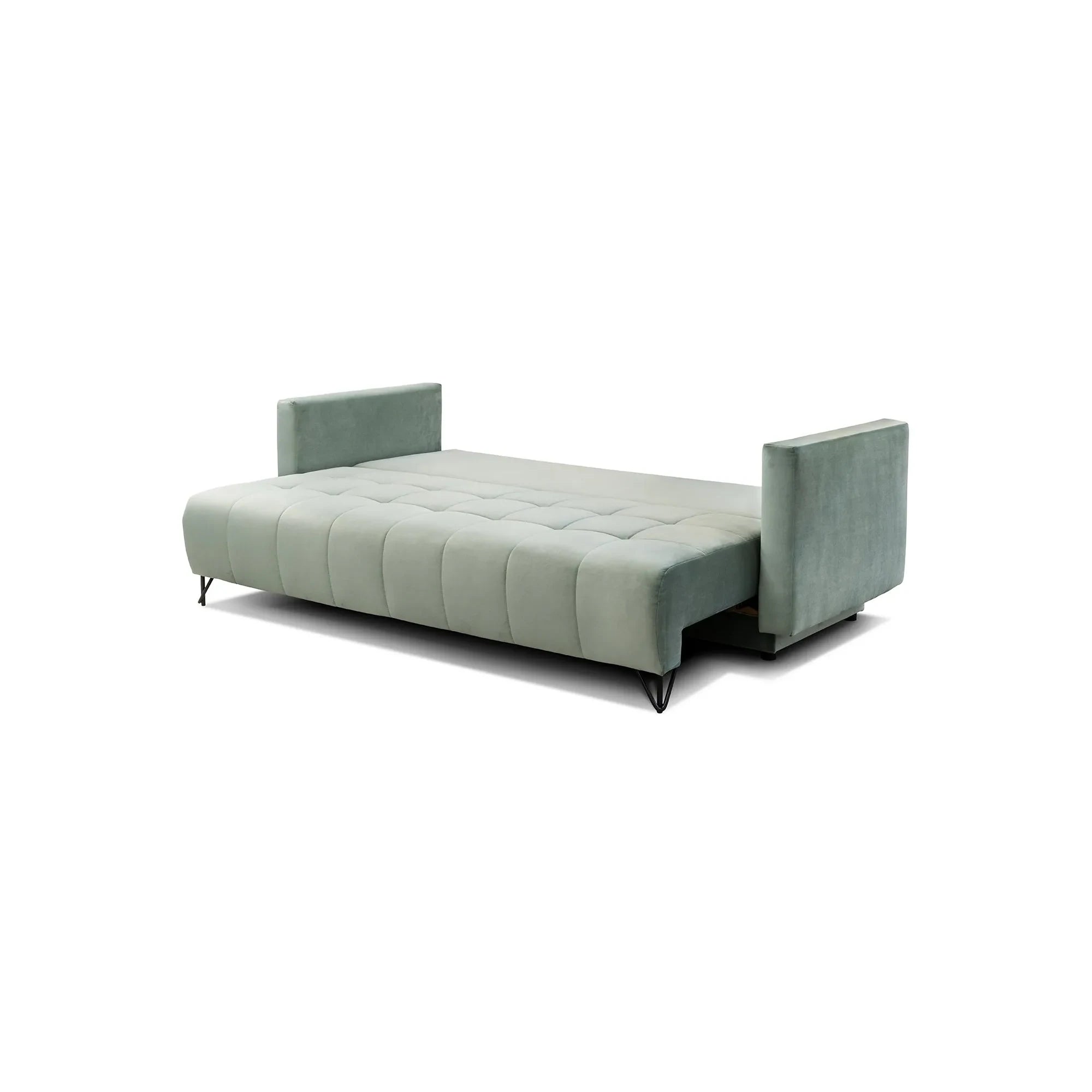 Canapea extensibila Aldo, stofa catifelata gri - Riviera 91, cu lada depozitare, 227x106x92 cm