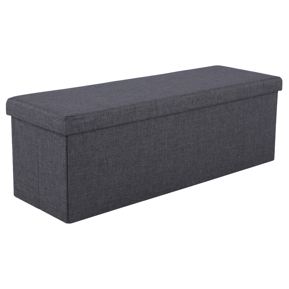Taburet pliabil UMINA, stofa clasica gri inchis, cu spatiu depozitare, 114x38x38 cm