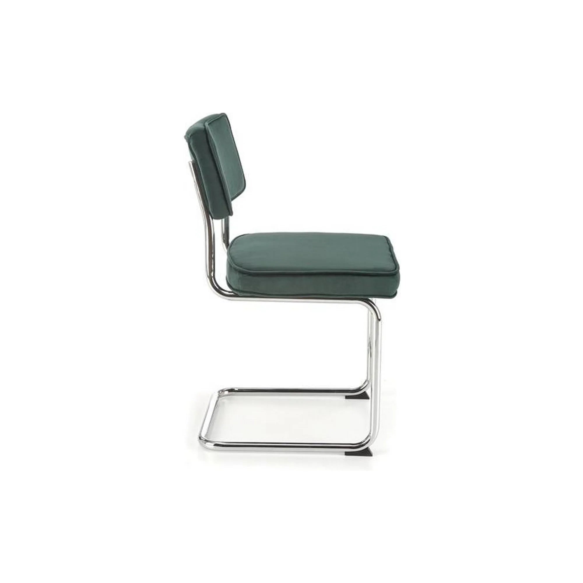 Scaun tapitat K510, verde inchis, stofa catifelata/otel cromat, 49x55x85 cm