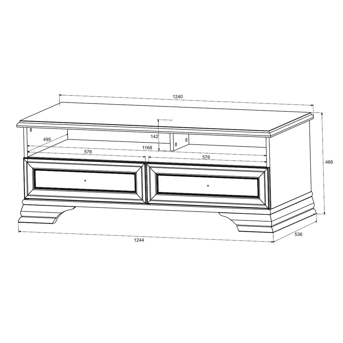 Comoda TV IDENTO, alb, PAL/MDF, 124x54x47 cm