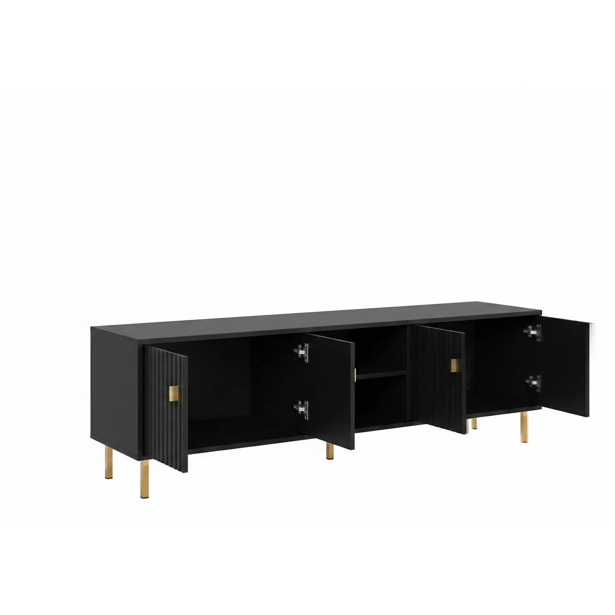 Comoda TV PIANO, negru, PAL, 165x40x50 cm