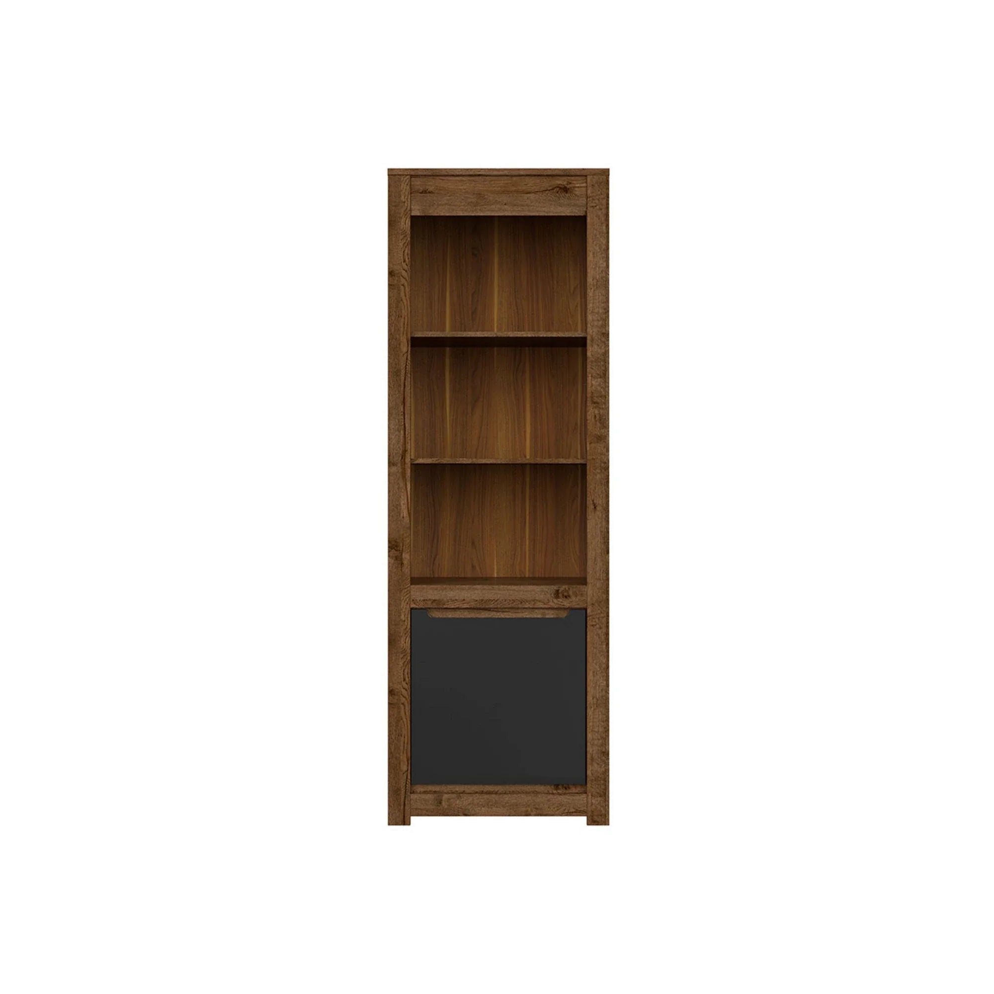 Biblioteca RUSO, stejar/negru mar, PAL, 69x46x205 cm