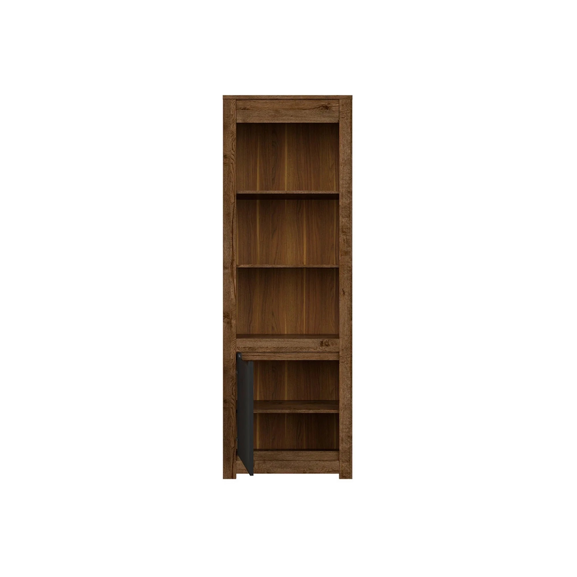 Biblioteca RUSO, stejar/negru mar, PAL, 69x46x205 cm