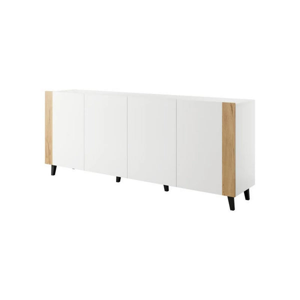 Comoda FARO, alb/stejar, PAL laminat/plastic, 200x42x82 cm