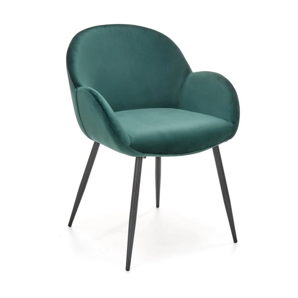 Scaun K480, verde inchis/negru, stofa catifelata/metal, 59x59x79 cm