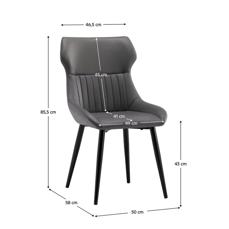 Scaun SAGARA, gri inchis/negru, piele ecologica/metal, 50x58x86 cm