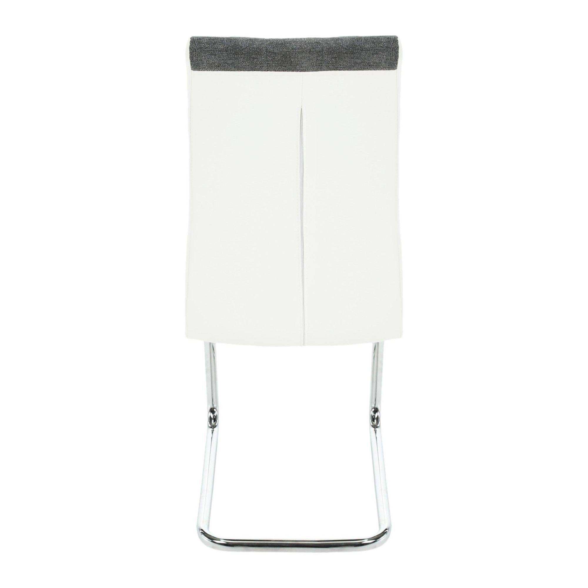 Scaun SALOMA NEW, gri/alb/crom, stofa clasica/piele ecologica/metal, 42x57x105 cm