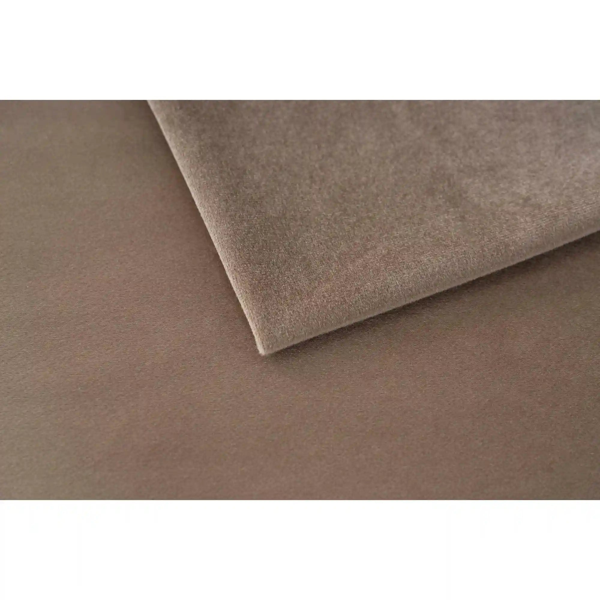 Pat RETRO 160x200, stofa catifelata maro deschis - Luna 03, cu somiera si spatiu depozitare