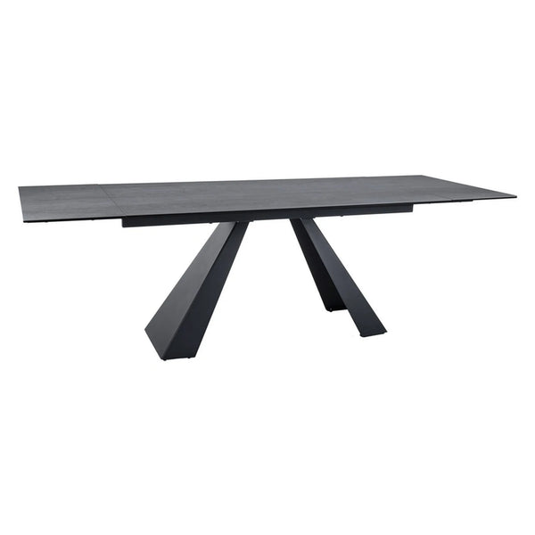 Masa extensibila SALVADORE, maro/negru, sticla/ceramica/metal, 160/240x90x77 cm