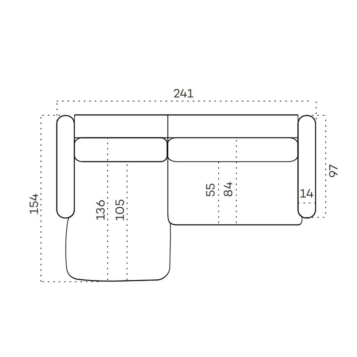 Coltar extensibil SANTIAGO, sezlong dreapta, stofa bej inchis - Cremona 14, cu lada depozitare, 241x154x90 cm