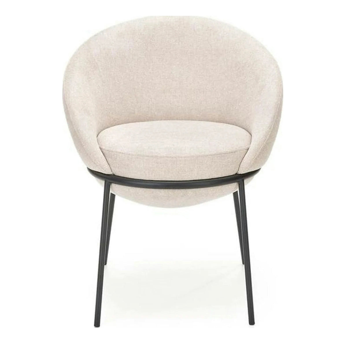 Saun tapitat dining K482, bej/negru, stofa clasica/metal, 61x59x78 cm