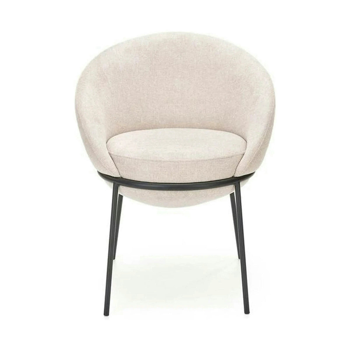 Saun tapitat dining K482, bej/negru, stofa clasica/metal, 61x59x78 cm