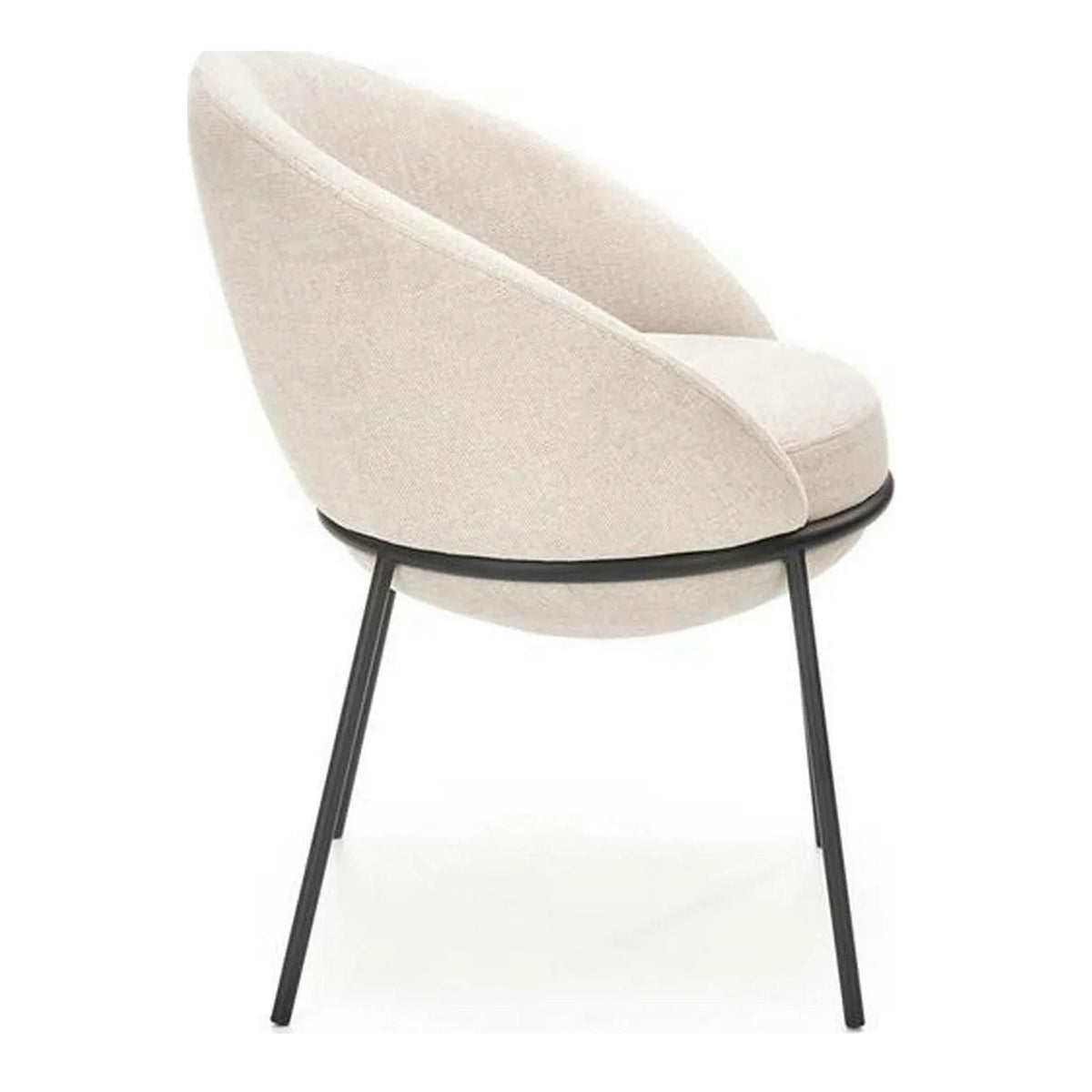 Saun tapitat dining K482, bej/negru, stofa clasica/metal, 61x59x78 cm