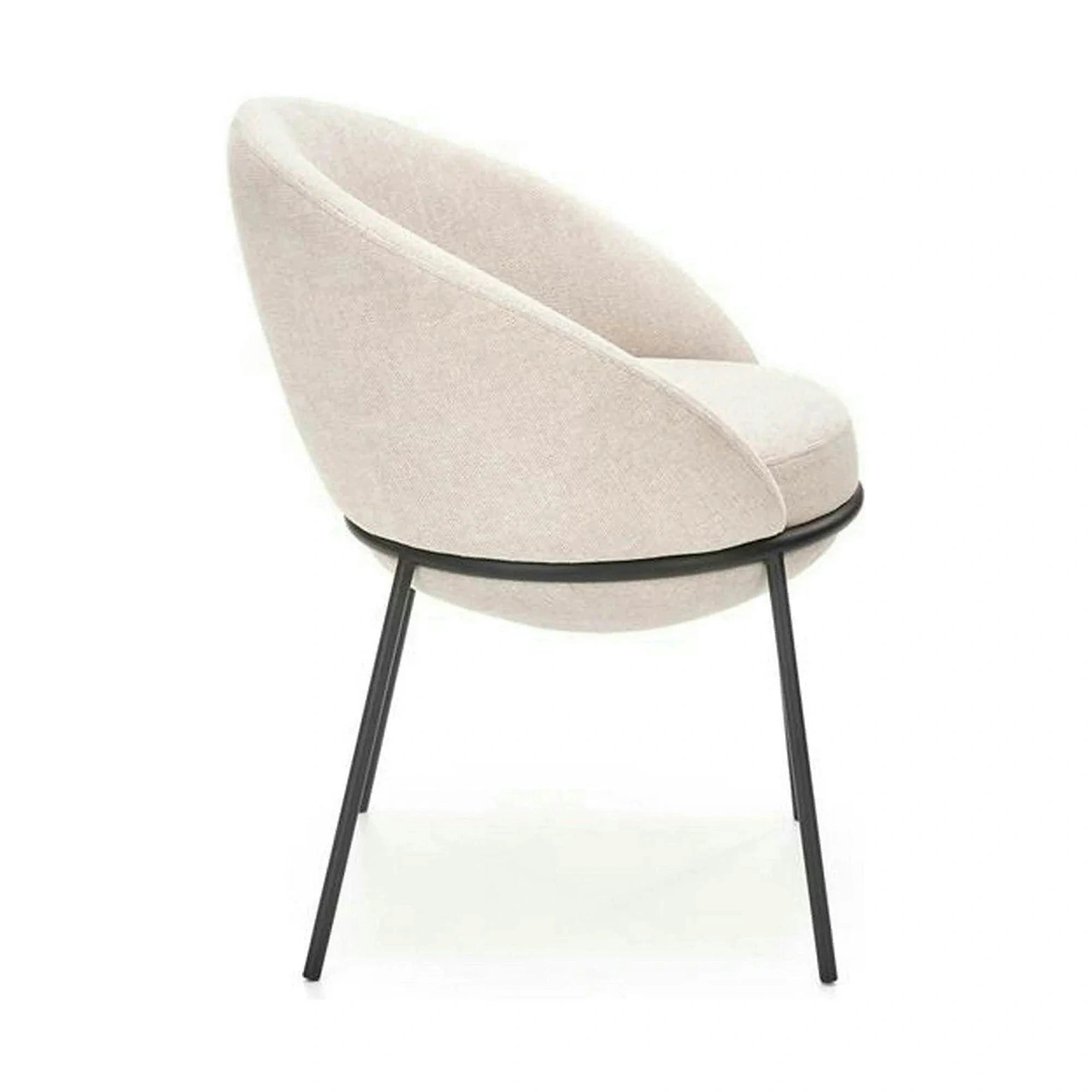 Saun tapitat dining K482, bej/negru, stofa clasica/metal, 61x59x78 cm