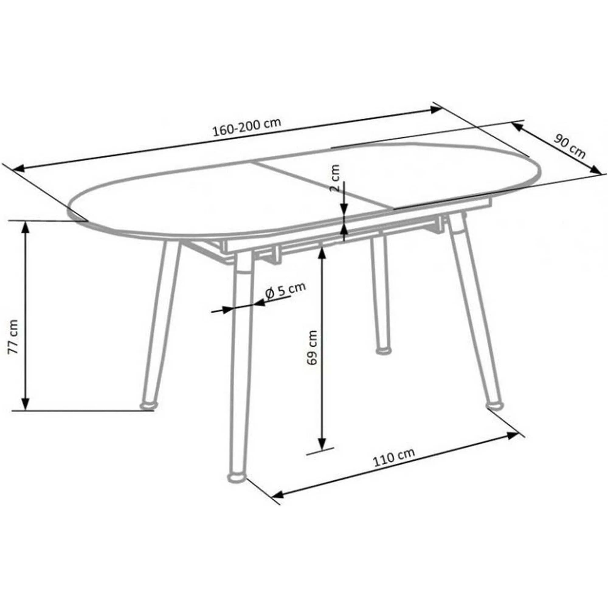Masa extensibila CALIBER, alb/stejar, 160/200x90x76 cm