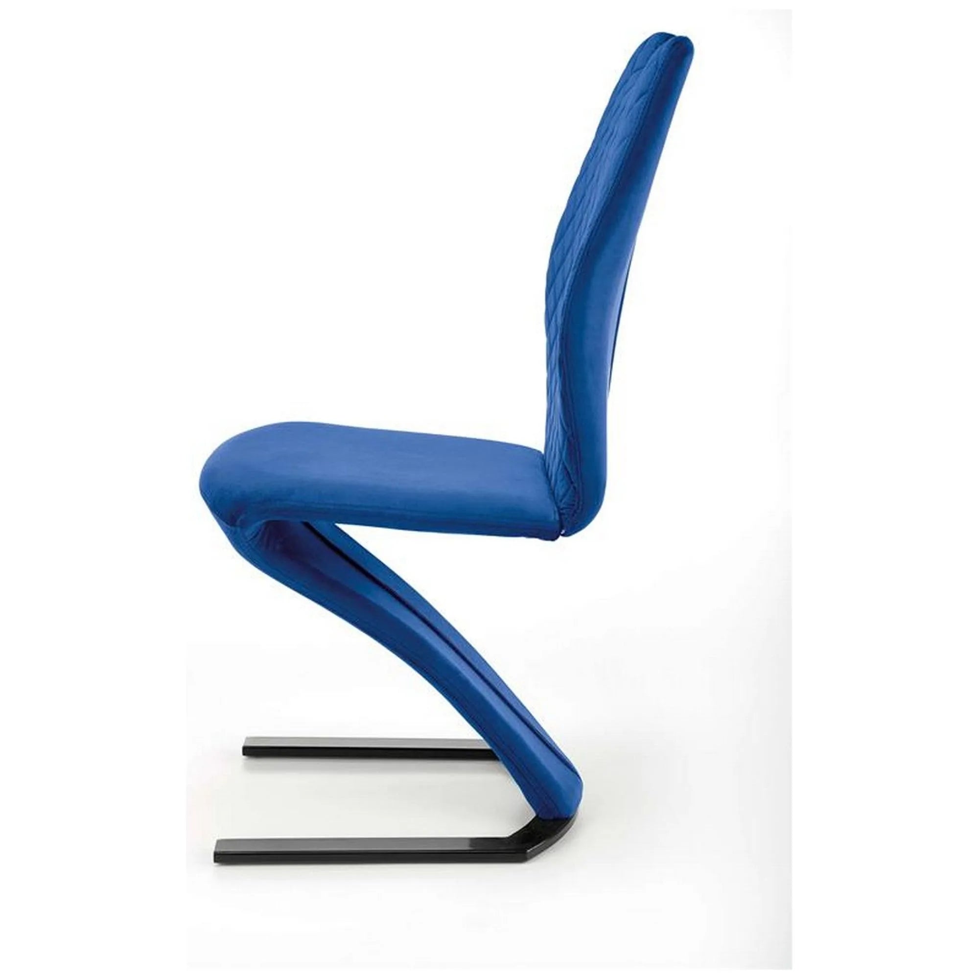 Scaun K442, albastru/negru, stofa catifelata/metal, 46x61x102 cm