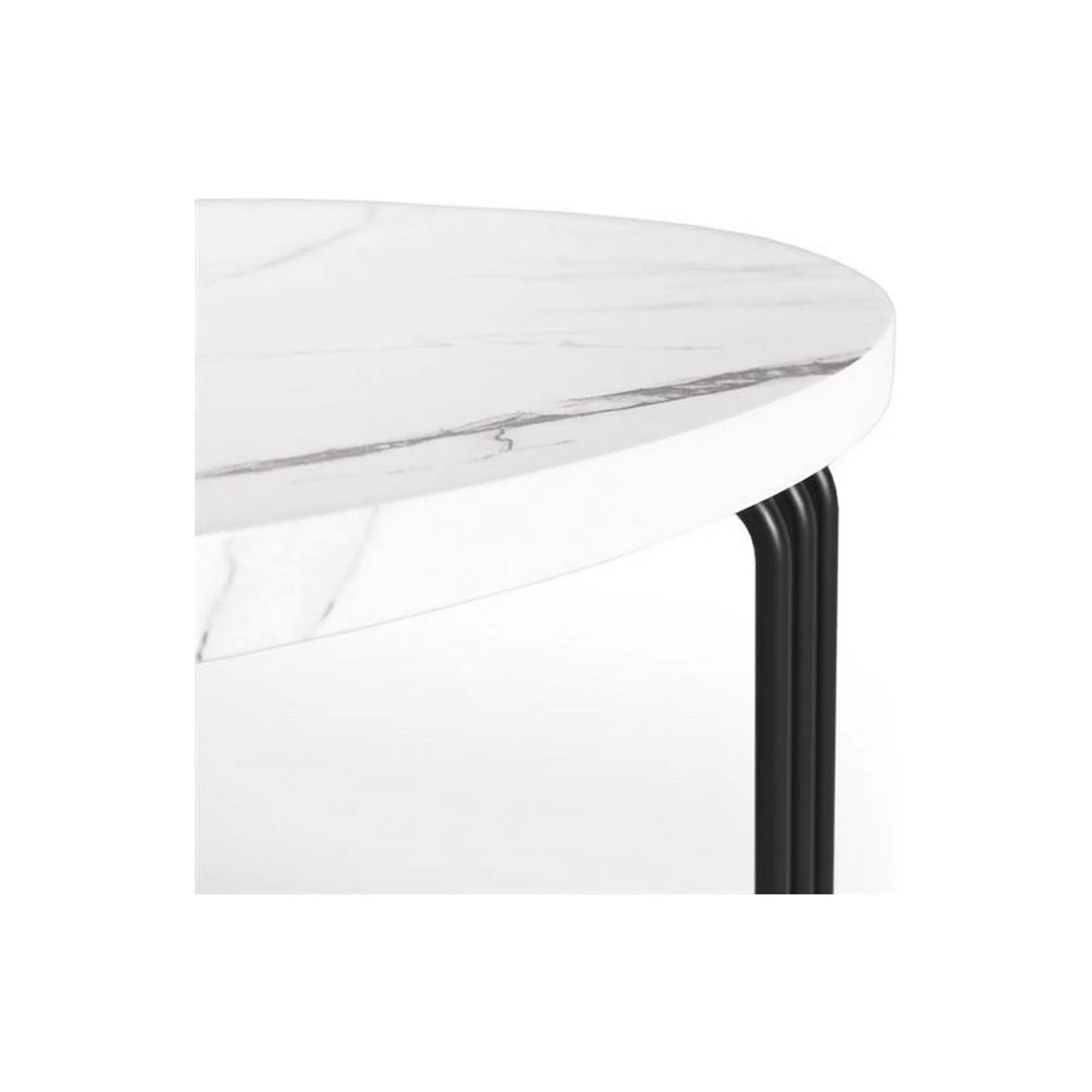 Masuta cafea ANTICA, alb cu efect de marmura/negru, 80x80x36 cm