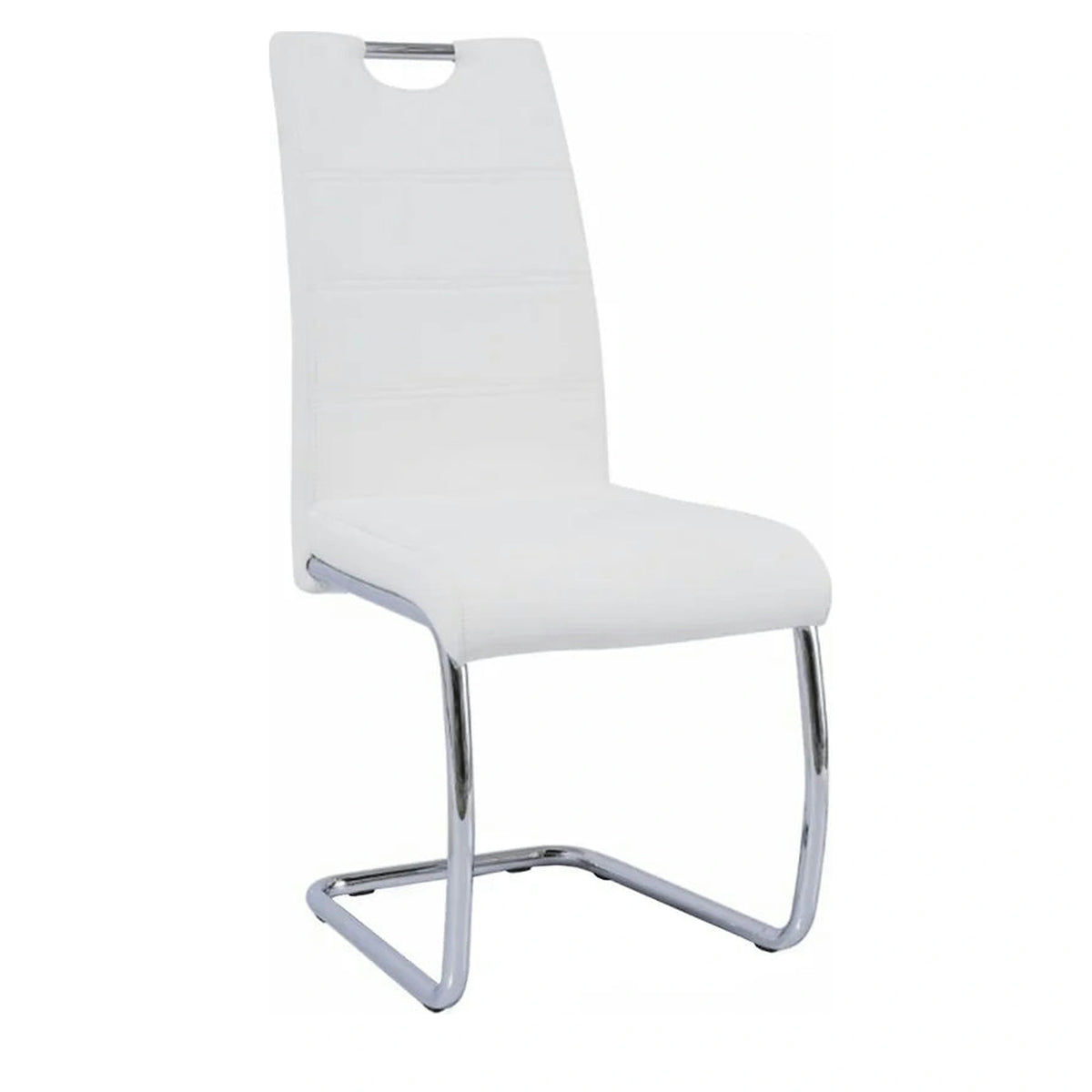 Scaun ABIRA NEW, alb/crom, piele ecologica/metal, 43x44x96 cm