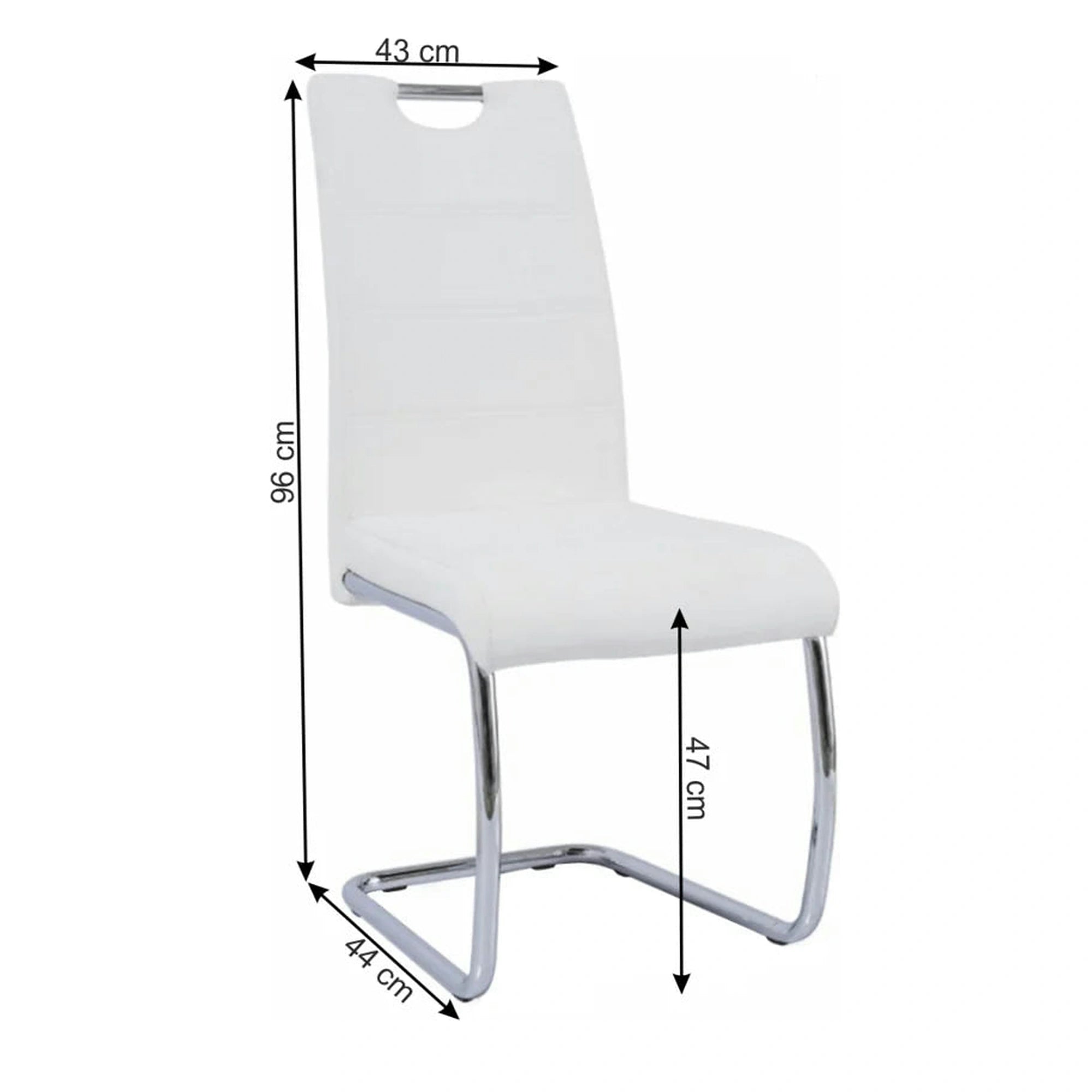 Scaun ABIRA NEW, alb/crom, piele ecologica/metal, 43x44x96 cm