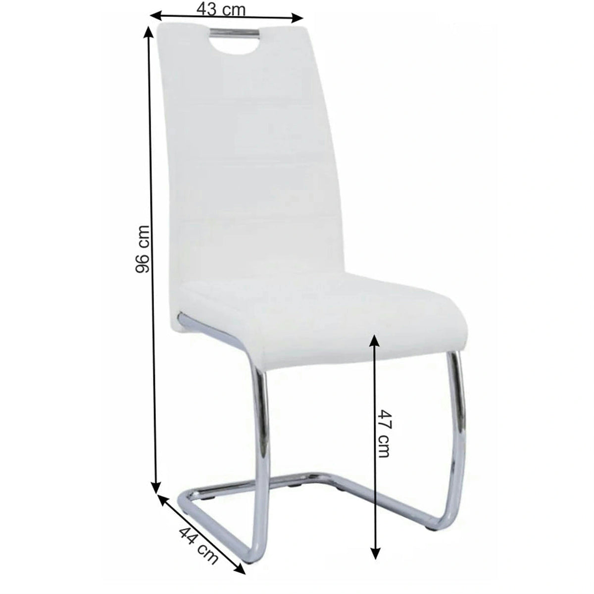 Scaun ABIRA NEW, alb/crom, piele ecologica/metal, 43x44x96 cm