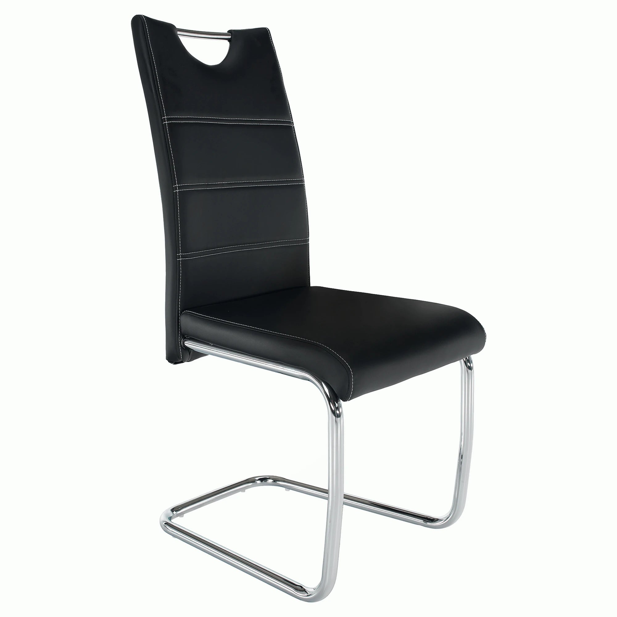 Scaun ABIRA NEW, negru/crom, piele PU/metal, 43x44x96 cm