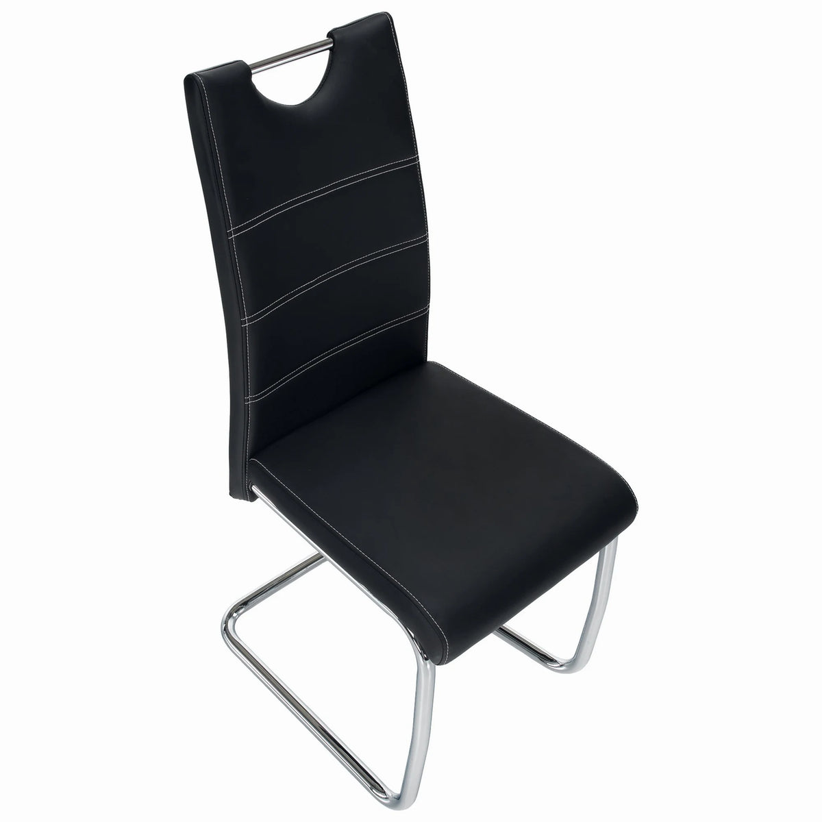 Scaun ABIRA NEW, negru/crom, piele PU/metal, 43x44x96 cm