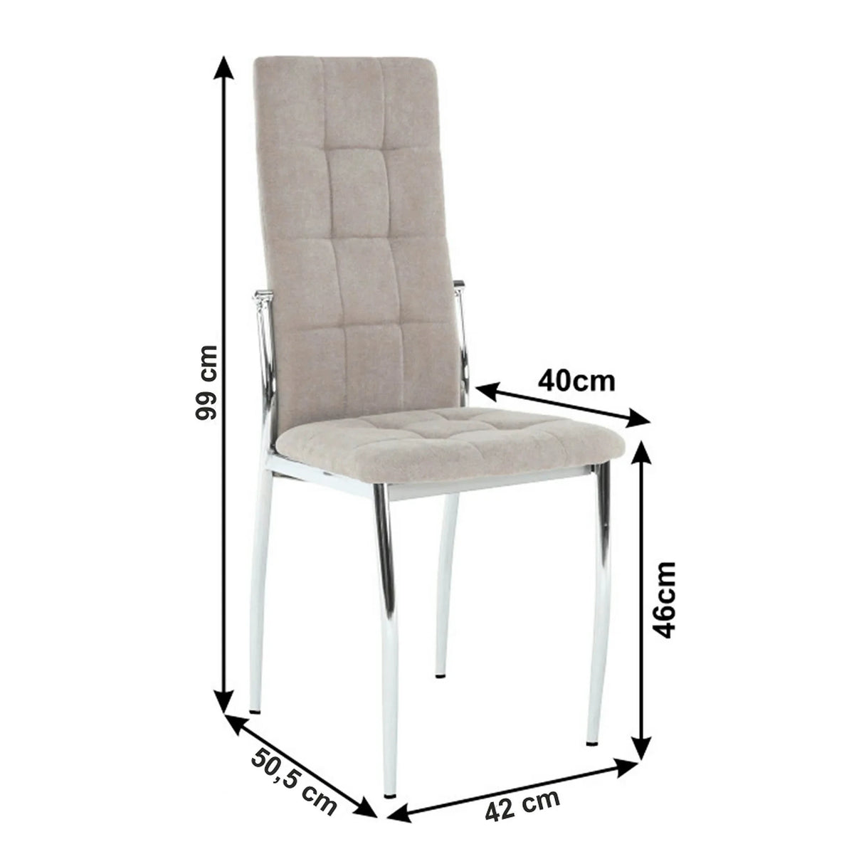 Scaun ADORA NEW, bej, stofa clasica/metal, 42x51x99 cm