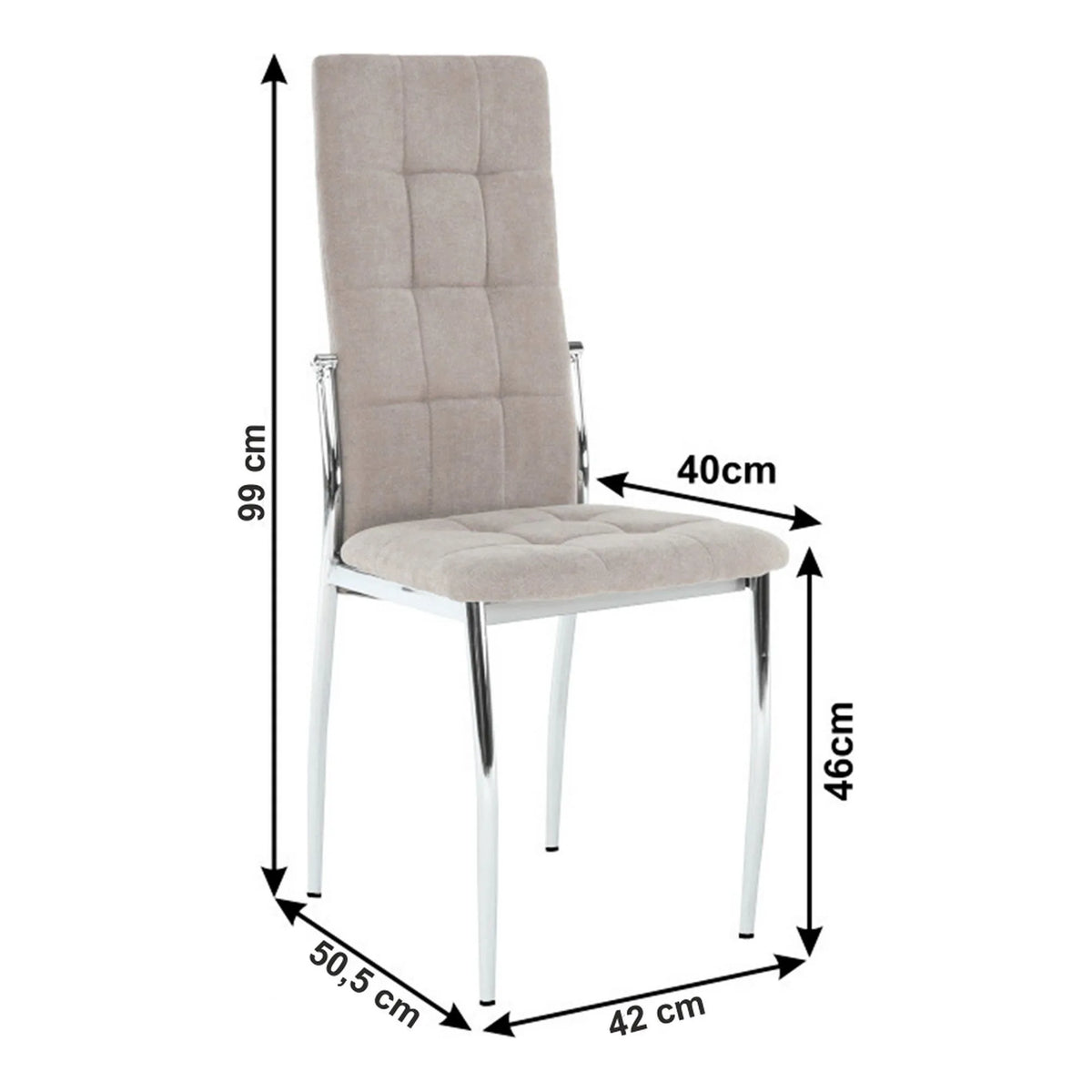 Scaun ADORA NEW, bej, stofa clasica/metal, 42x51x99 cm