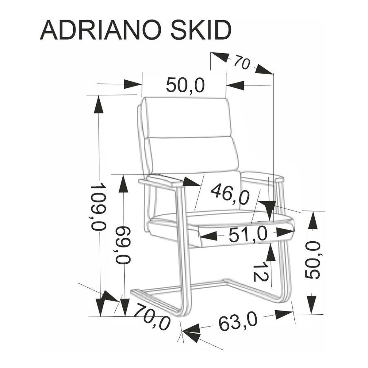 Scaun ADRIANO, negru, piele ecologica, 63x70x109 cm