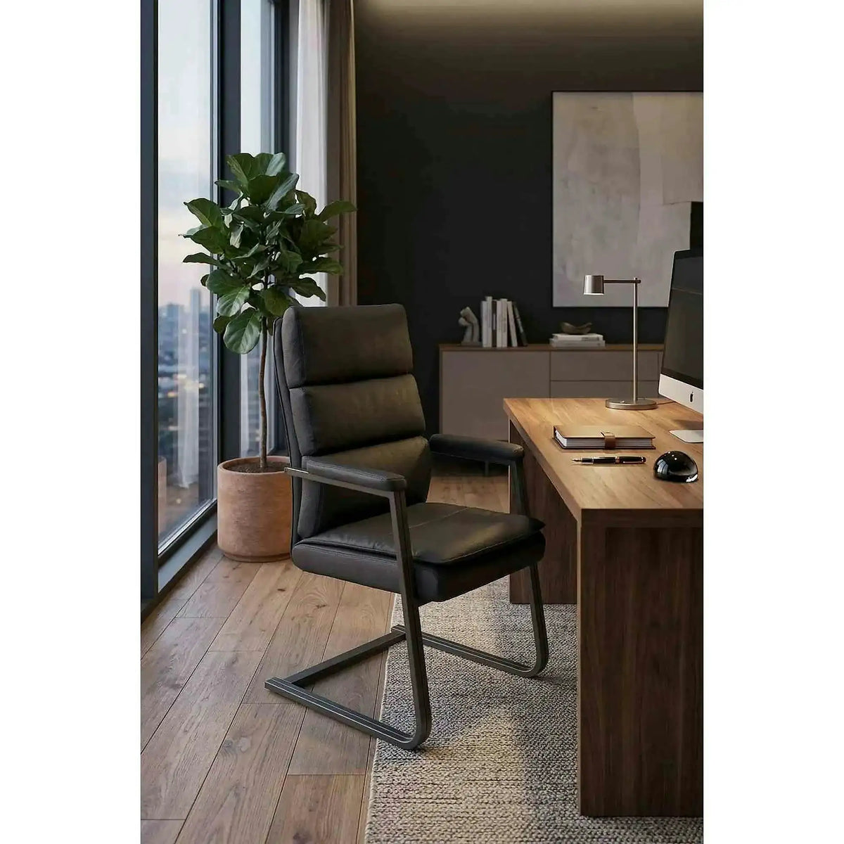 Scaun ADRIANO, negru, piele ecologica, 63x70x109 cm