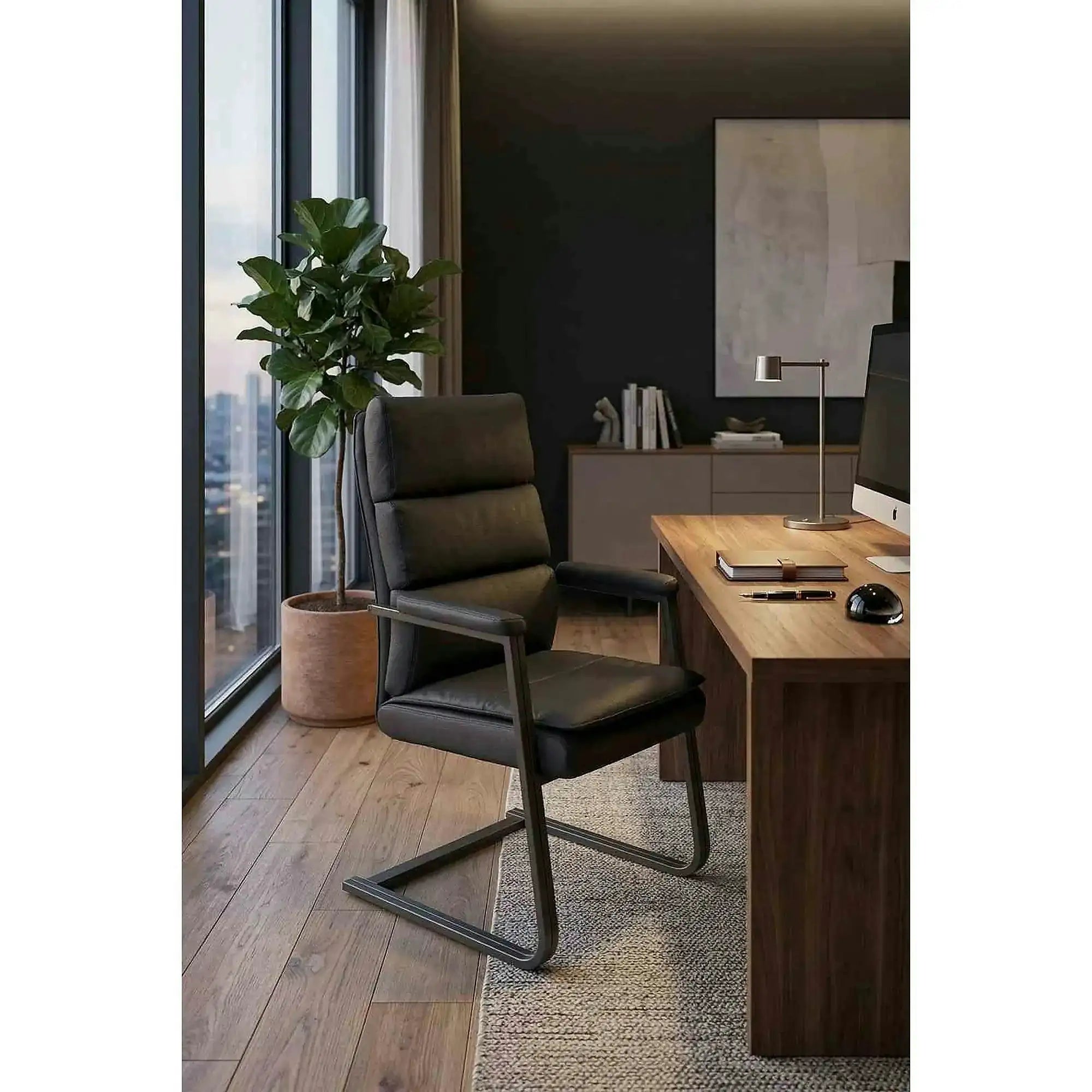 Scaun ADRIANO, negru, piele ecologica, 63x70x109 cm