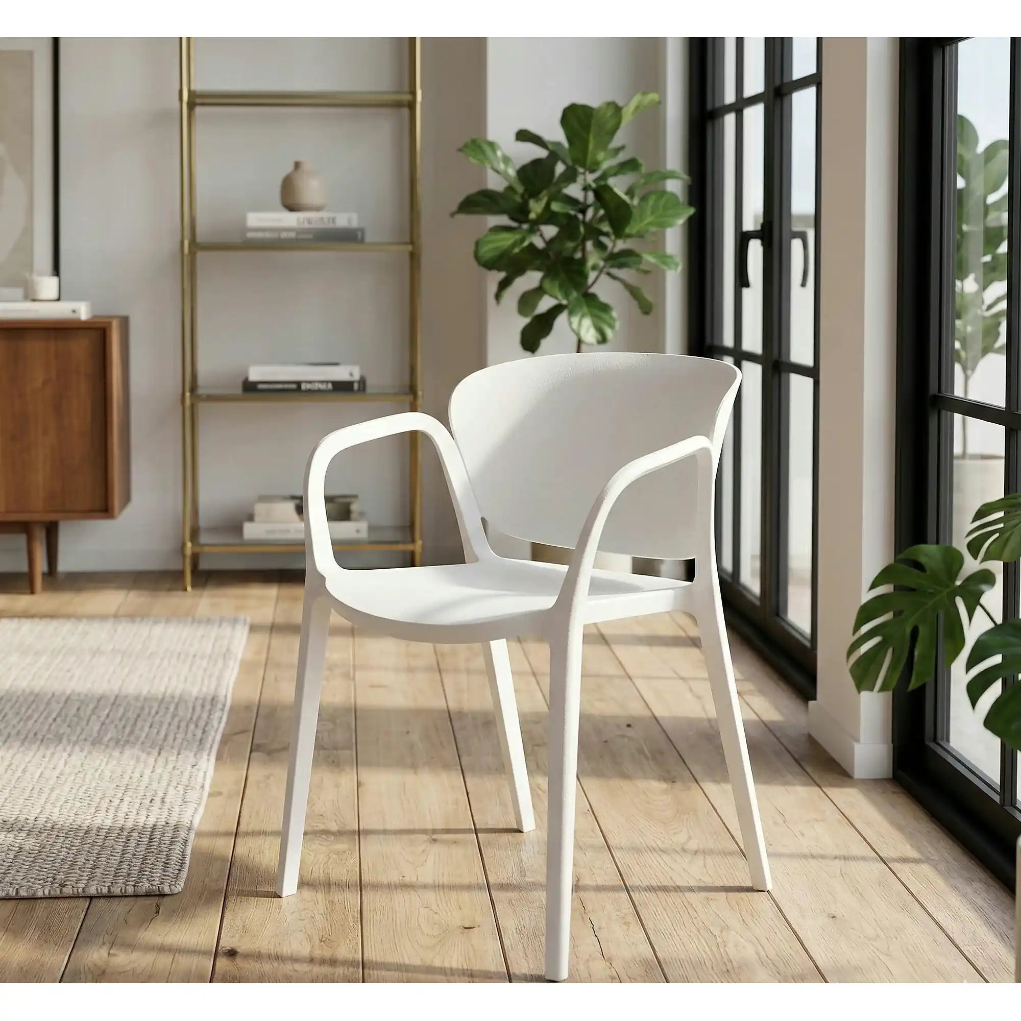 Scaun afara K491, alb, polipropilena, 60x56x76 cm