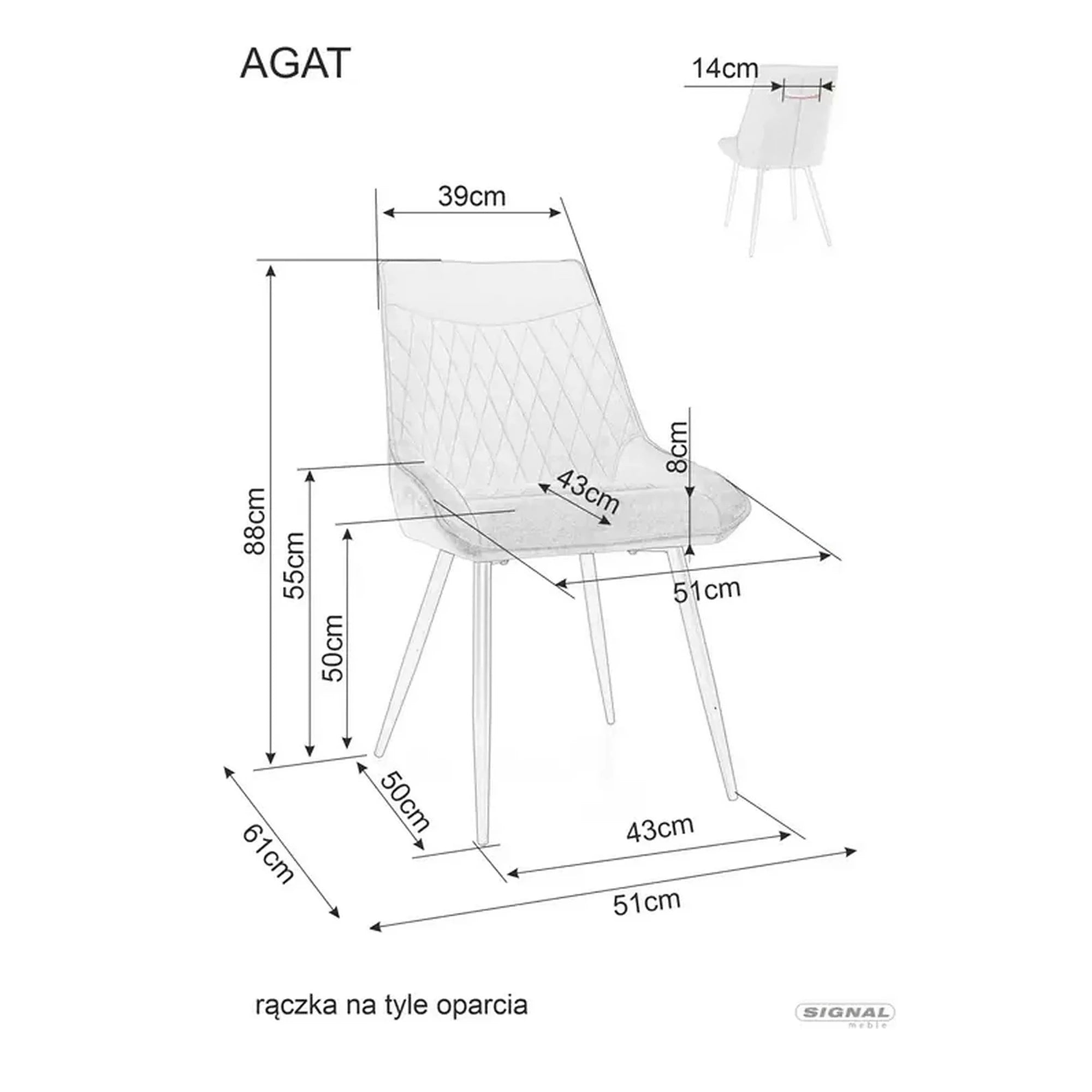 Scaun AGAT, bej inchis/negru, stofa catifelata - Bluvel 40/metal, 51x44x88 cm