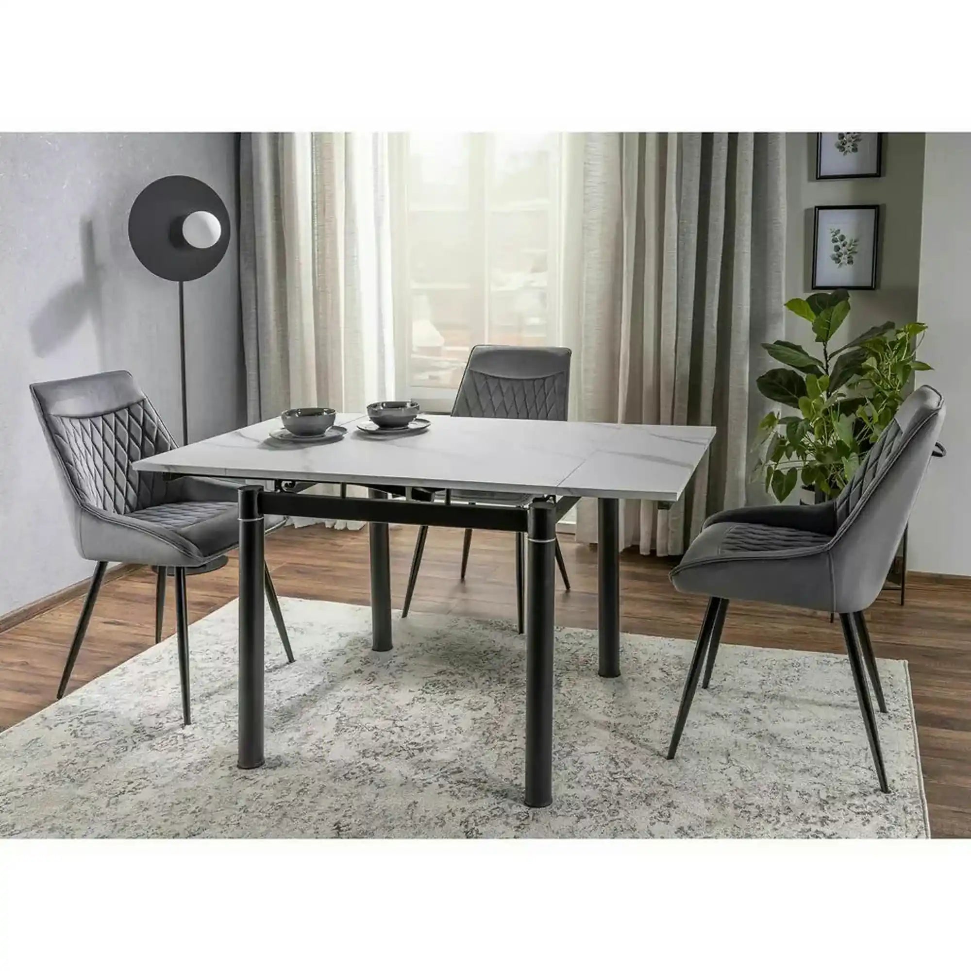 Scaun AGAT, gri/negru, stofa catifelata - Bluvel 14/metal, 51x44x88 cm