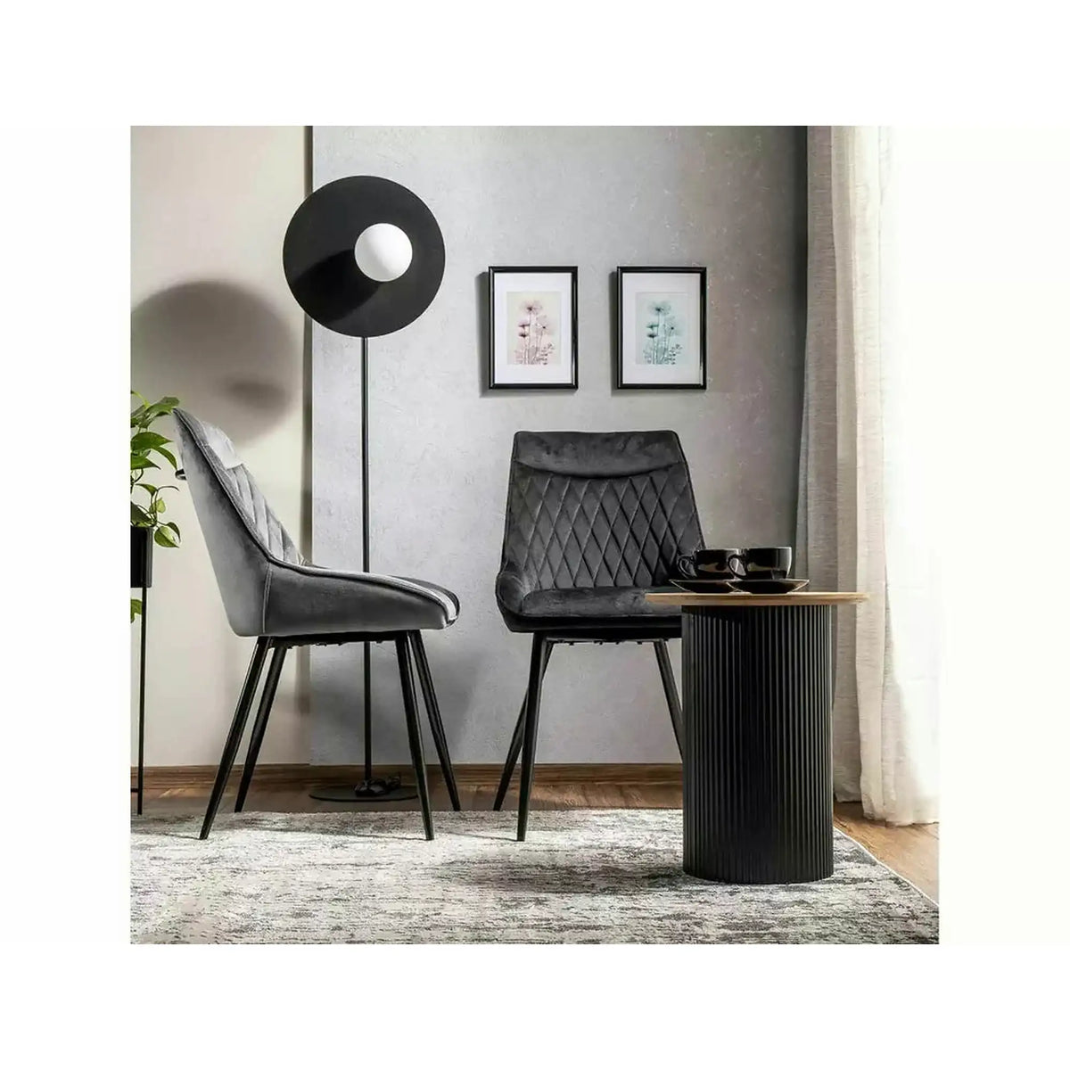 Scaun AGAT, gri/negru, stofa catifelata - Bluvel 14/metal, 51x44x88 cm