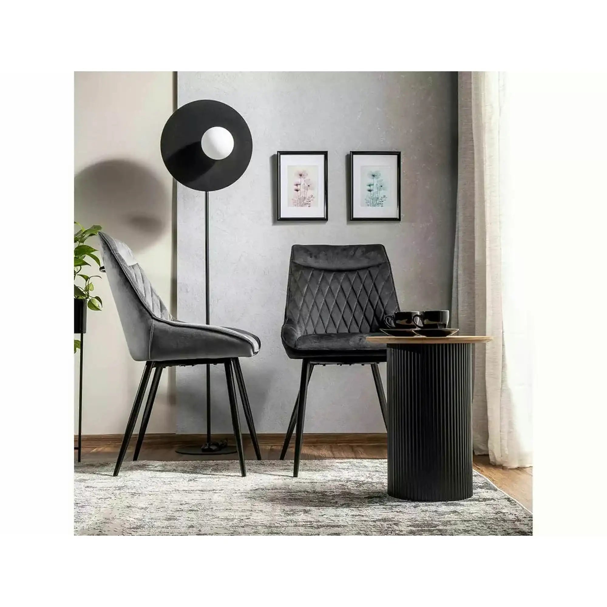 Scaun AGAT, gri/negru, stofa catifelata - Bluvel 14/metal, 51x44x88 cm