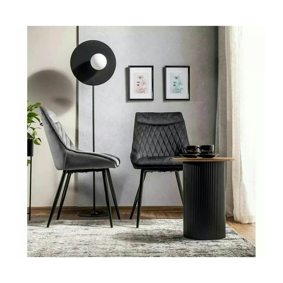 Scaun AGAT, gri/negru, stofa catifelata - Bluvel 14/metal, 51x44x88 cm