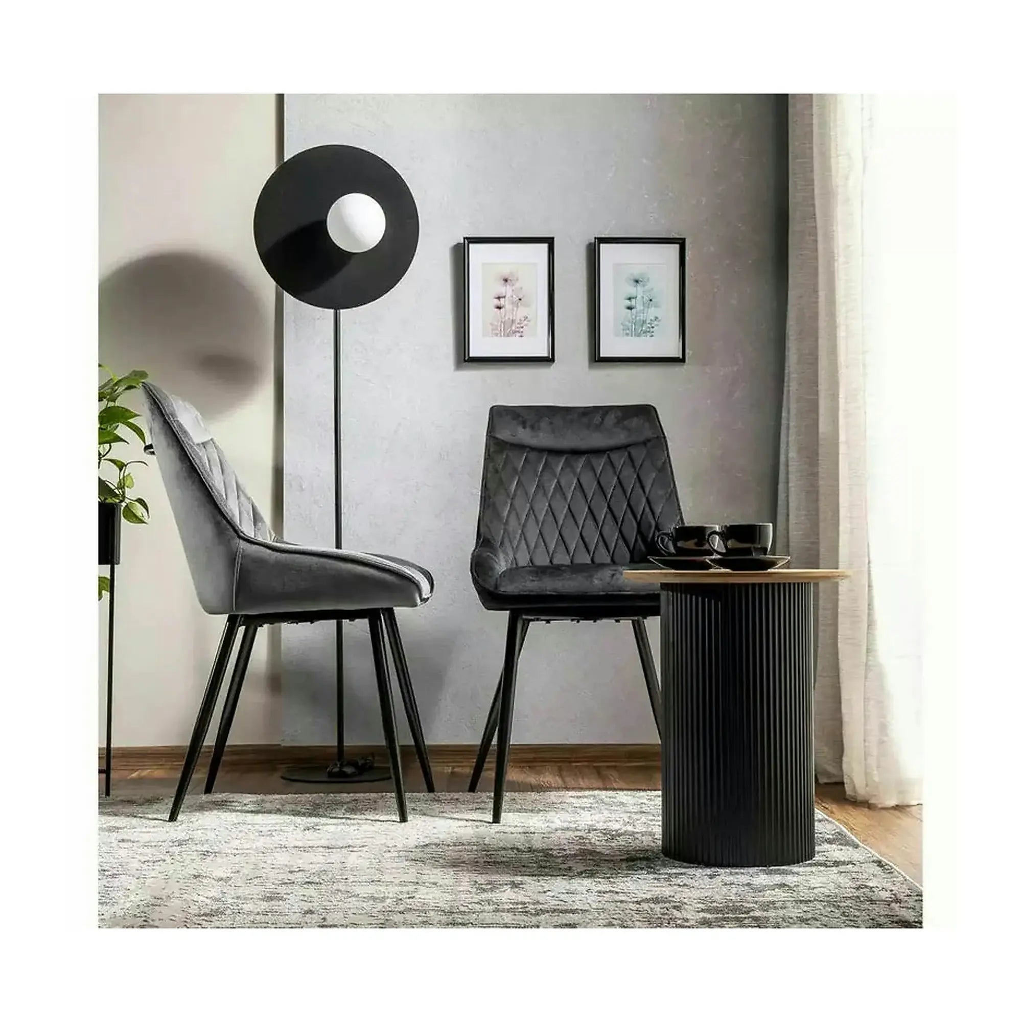 Scaun AGAT, gri/negru, stofa catifelata - Bluvel 14/metal, 51x44x88 cm