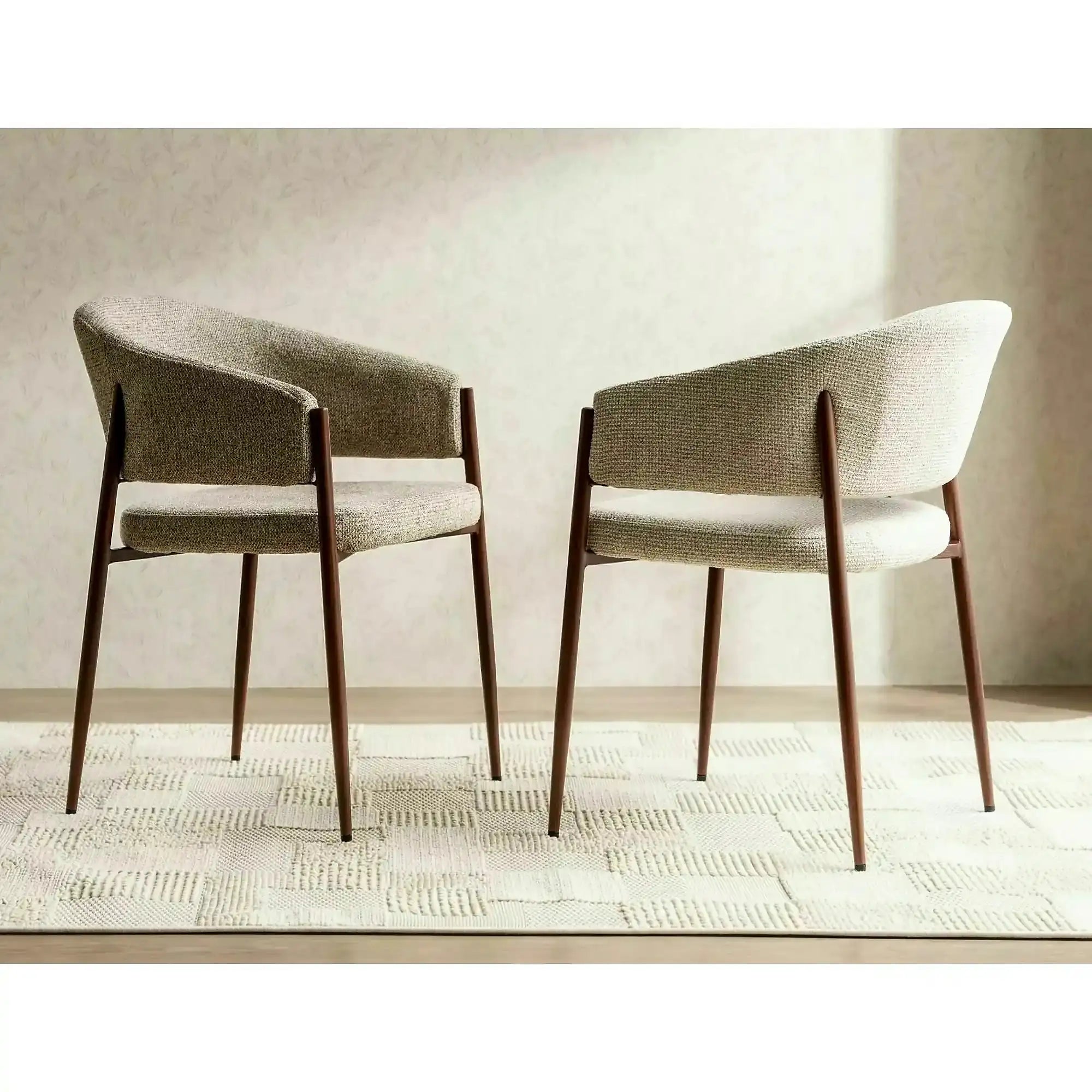 Scaun AKITA D, bej/nuc, stofă/metal, 56x48x78 cm
