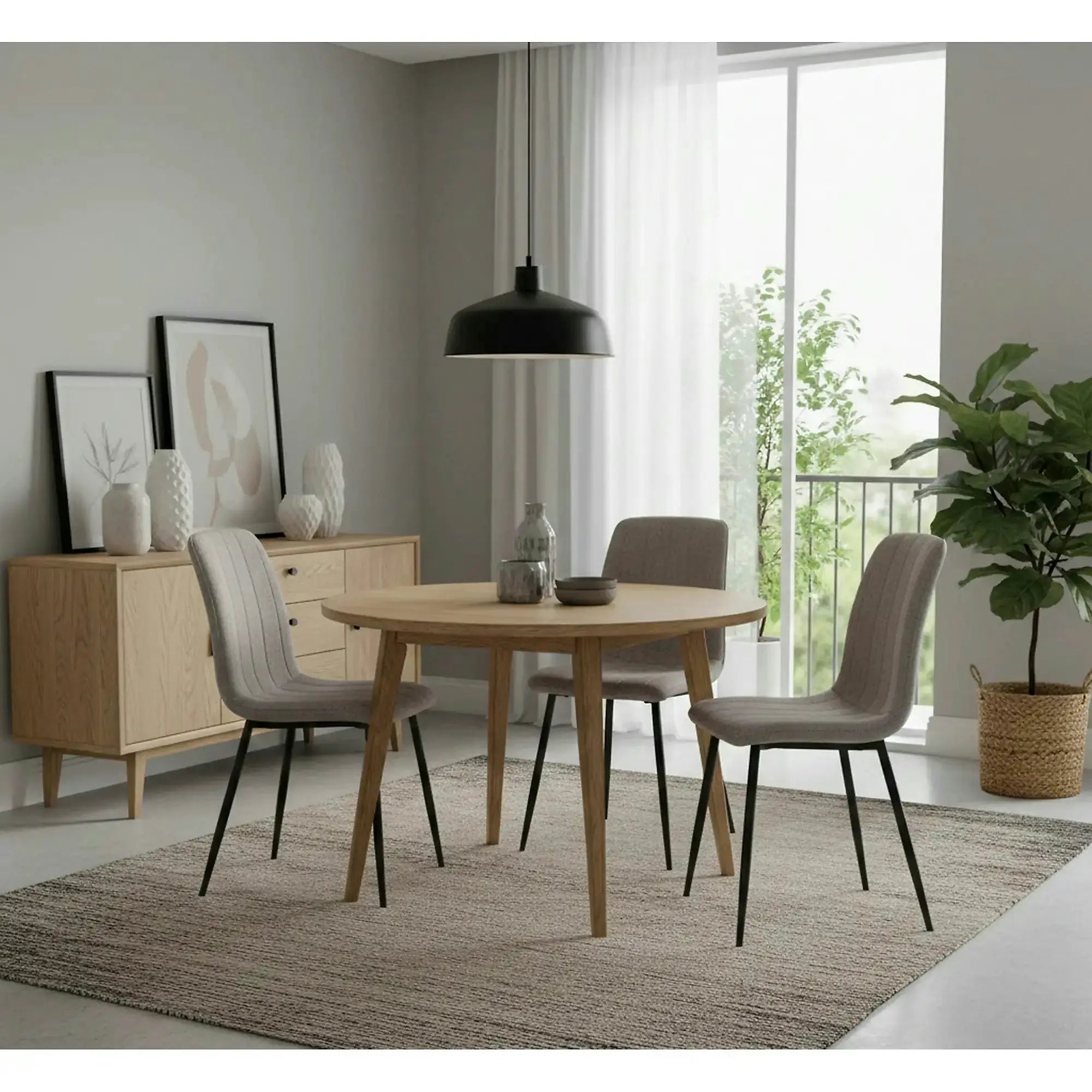 Scaun ALAN, bej inchis/negru mat, stofa clasica/metal, 45x39x91 cm
