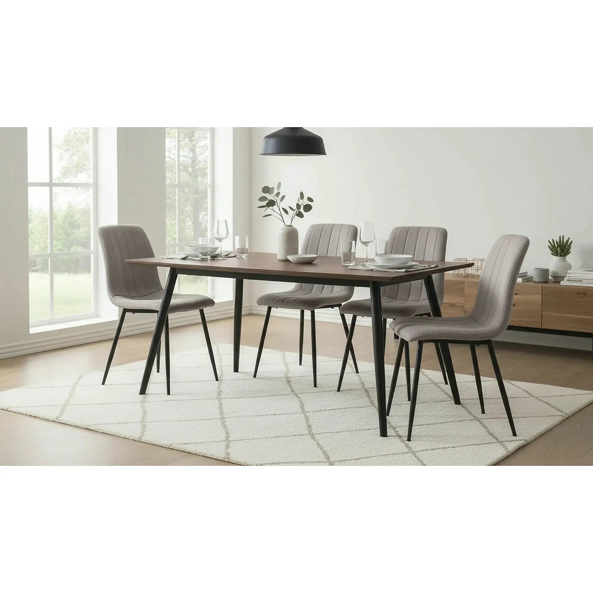 Scaun ALAN, gri/negru, stofa/metal, 45x39x91 cm