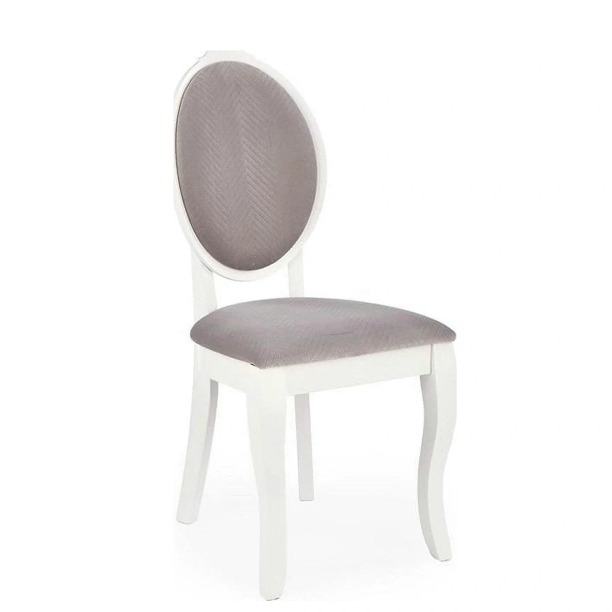 Scaun alb cu gri VELO, gri/alb, stofa catifelata/lemn, 44x53x96 cm