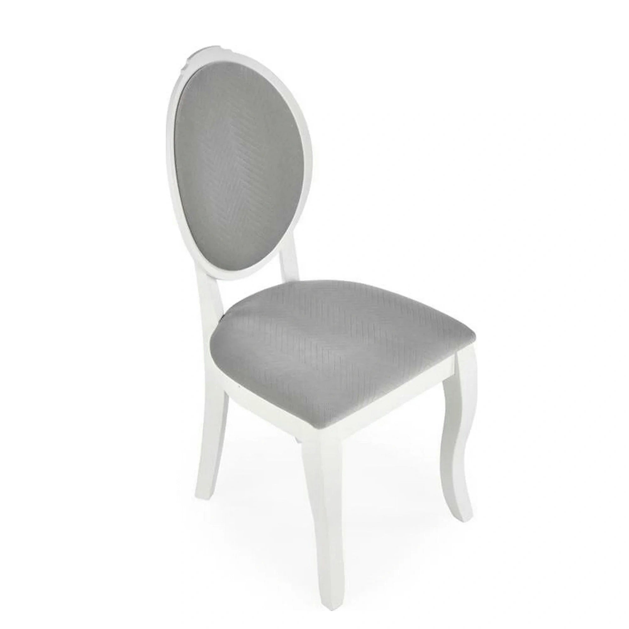 Scaun alb cu gri VELO, gri/alb, stofa catifelata/lemn, 44x53x96 cm