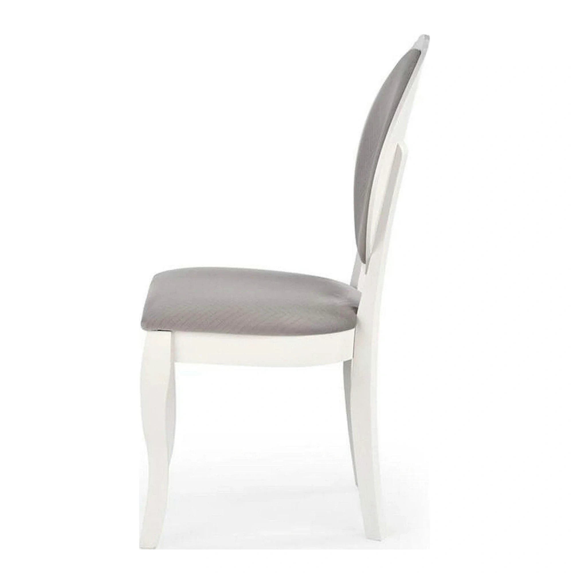 Scaun alb cu gri VELO, gri/alb, stofa catifelata/lemn, 44x53x96 cm