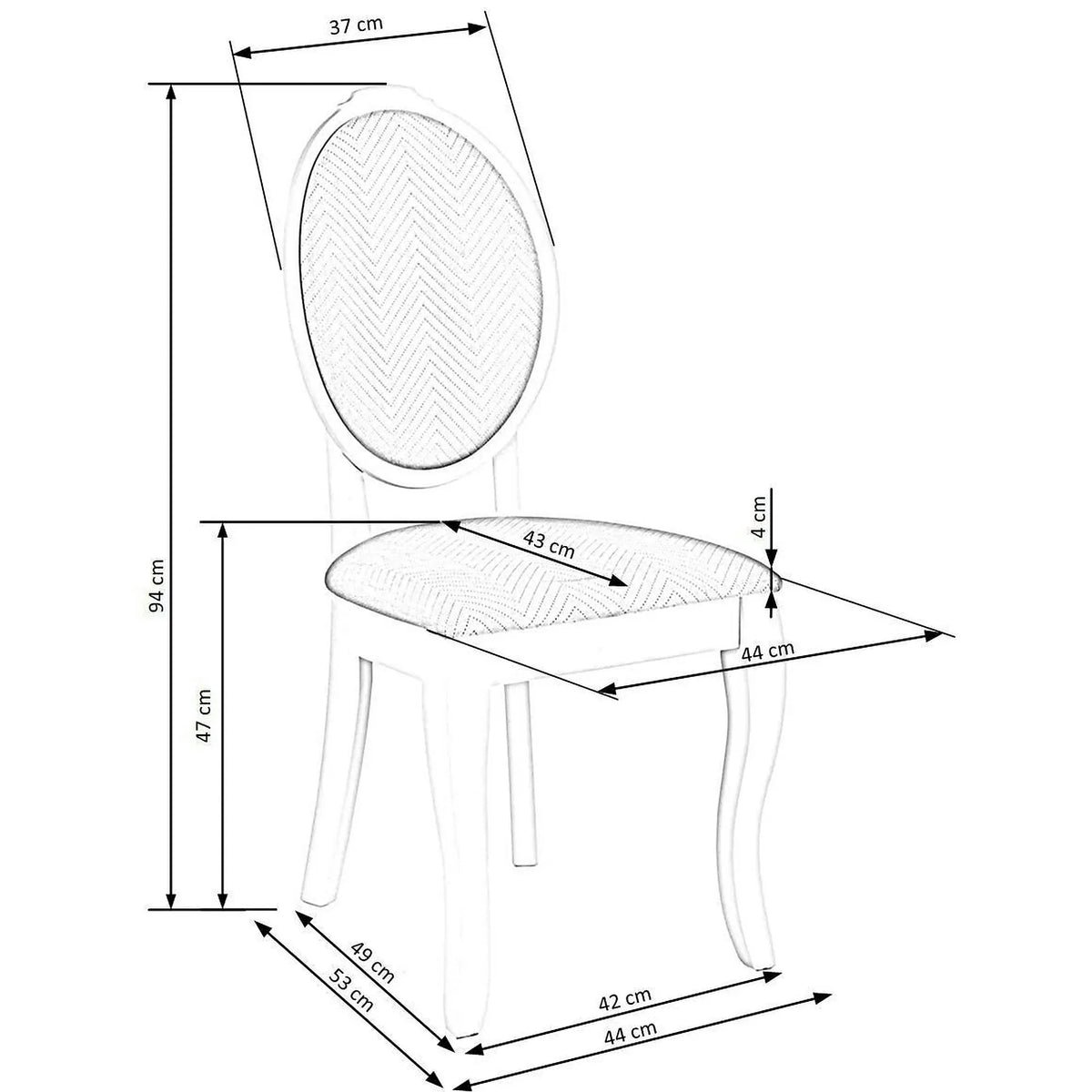 Scaun alb cu gri VELO, gri/alb, stofa catifelata/lemn, 44x53x96 cm