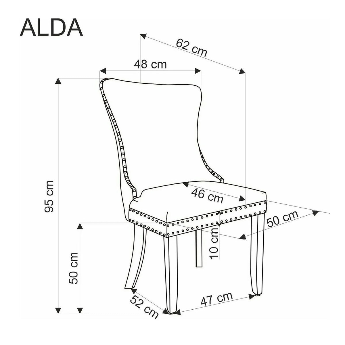 Scaun ALDA, gri/negru, stofa catifelata/lemn, 50x62x95 cm