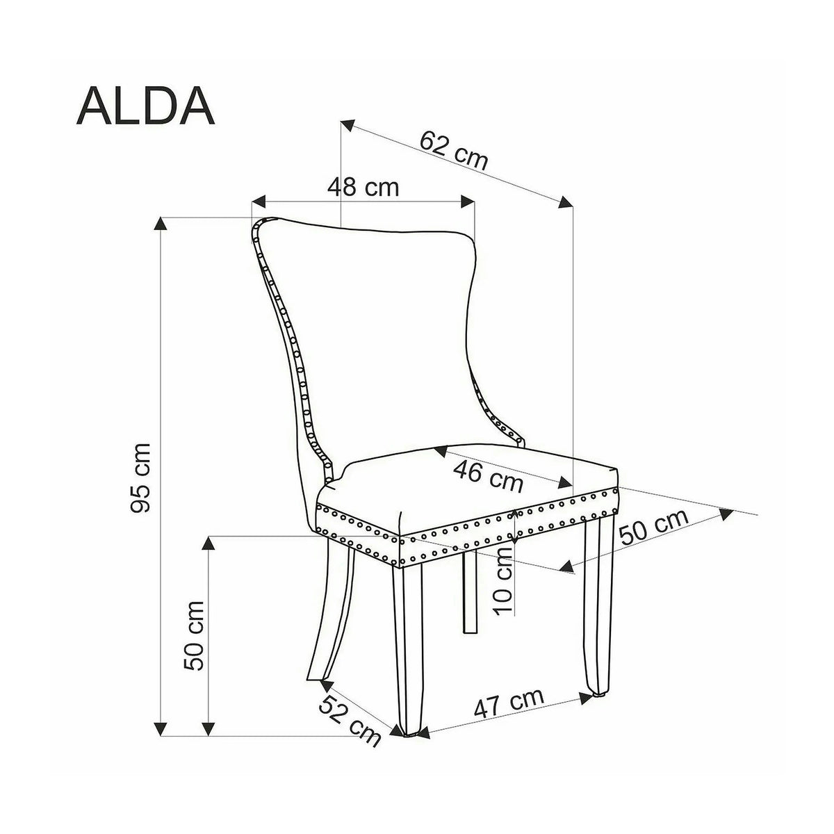 Scaun ALDA, gri/negru, stofa catifelata/lemn, 50x62x95 cm